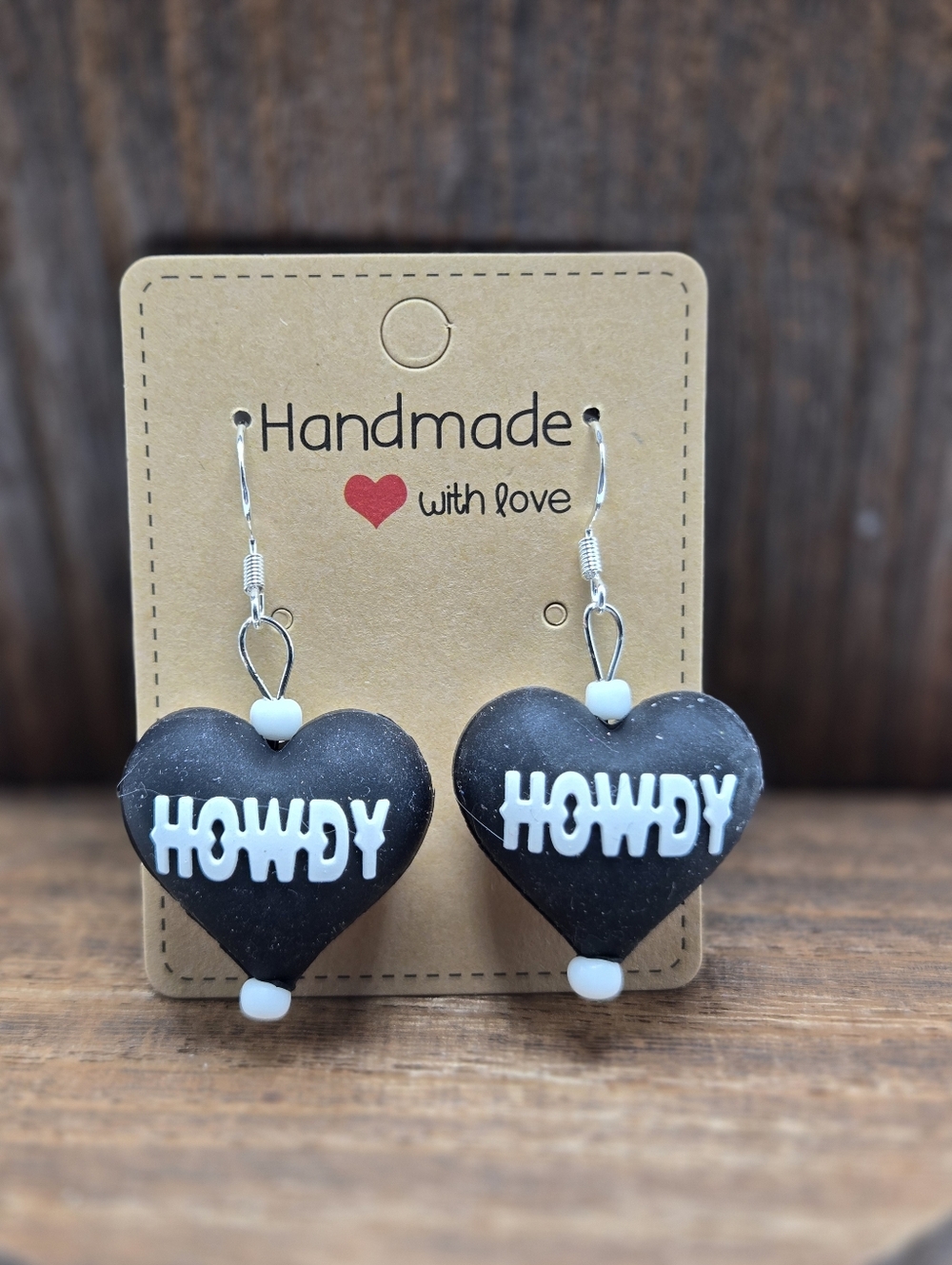 NWT Heart Howdy Earrings Pierced Cowgirl Western Rubber Dangle Drop Light Weight